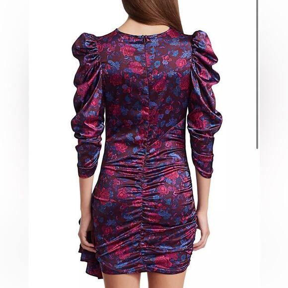 For Love & Lemons Endless Floral Puff Sleeve Bodycon Dress NWT XS - Picture 4 of 14